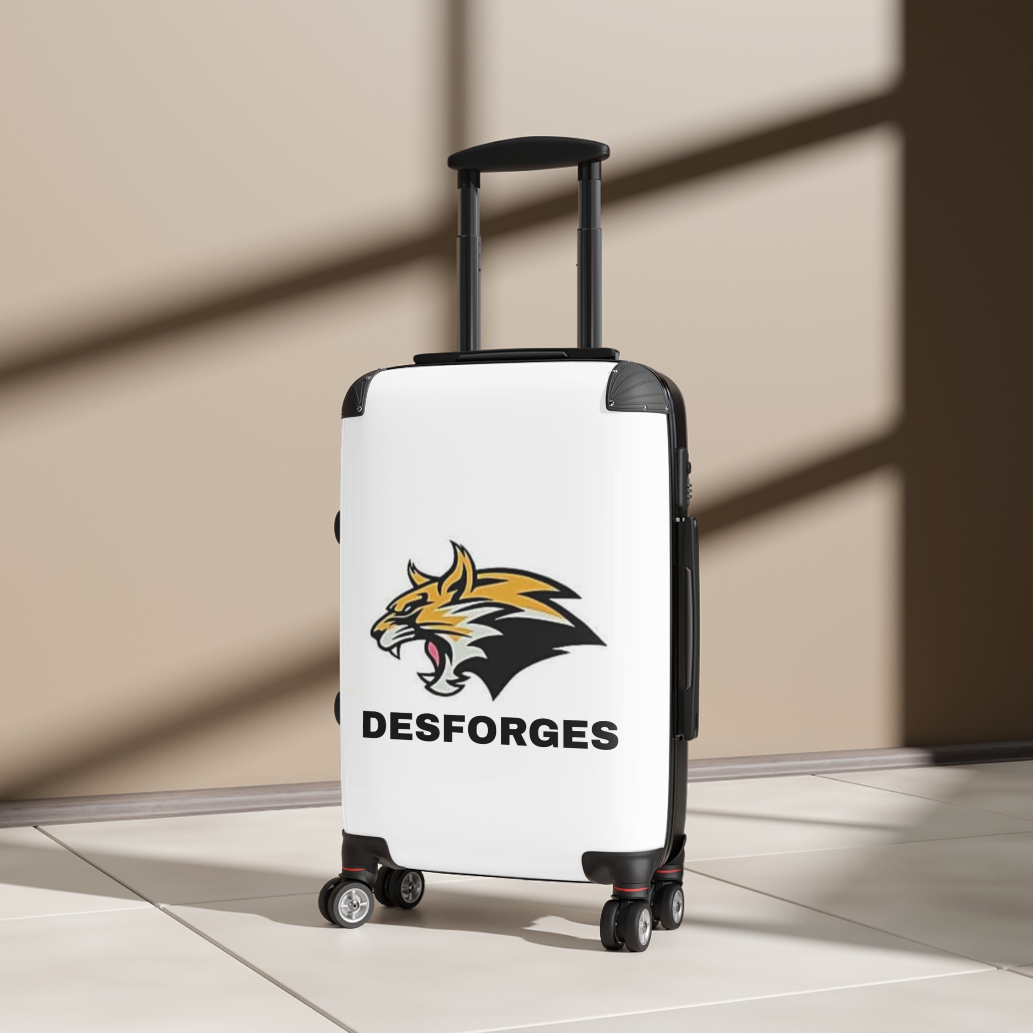 Tiger Mascot Carry-On Suitcase — Personalized "DESFORGES" Travel Luggage